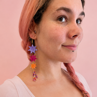 Triple Star Beaded Dangle Earrings - Tropical