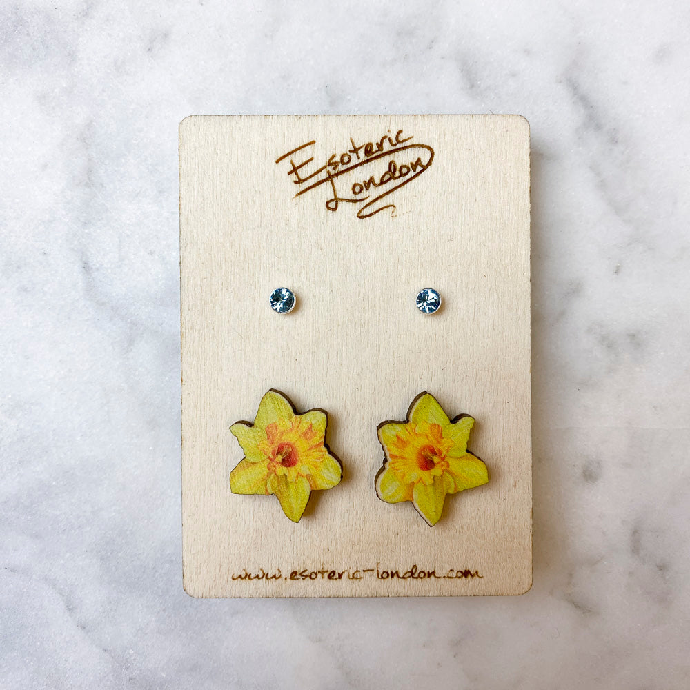 Birth flower & birthstone stud earring set
