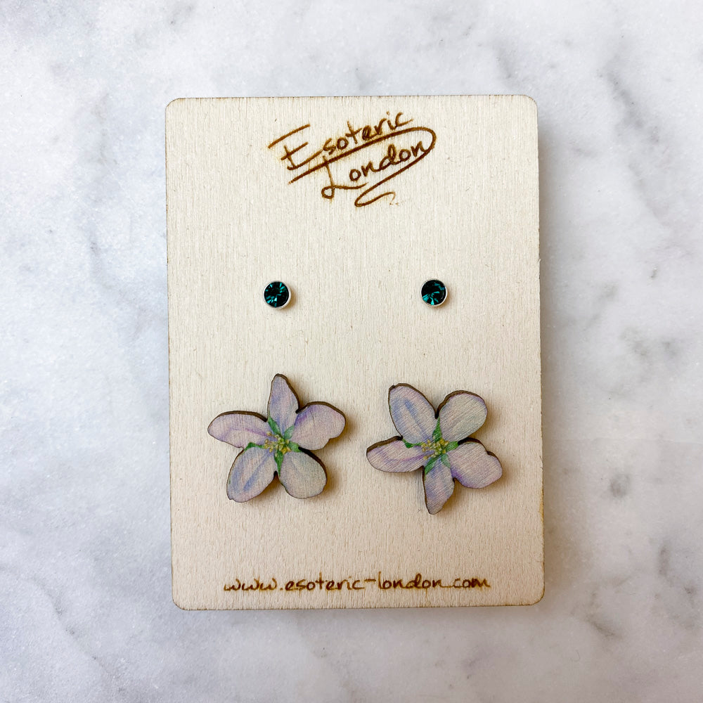 Birth flower & birthstone stud earring set