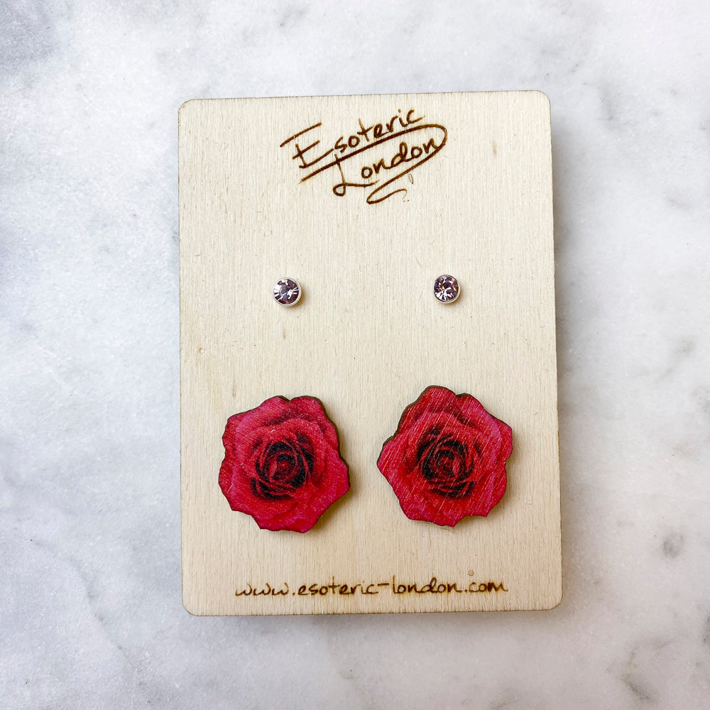 Birth flower & birthstone stud earring set