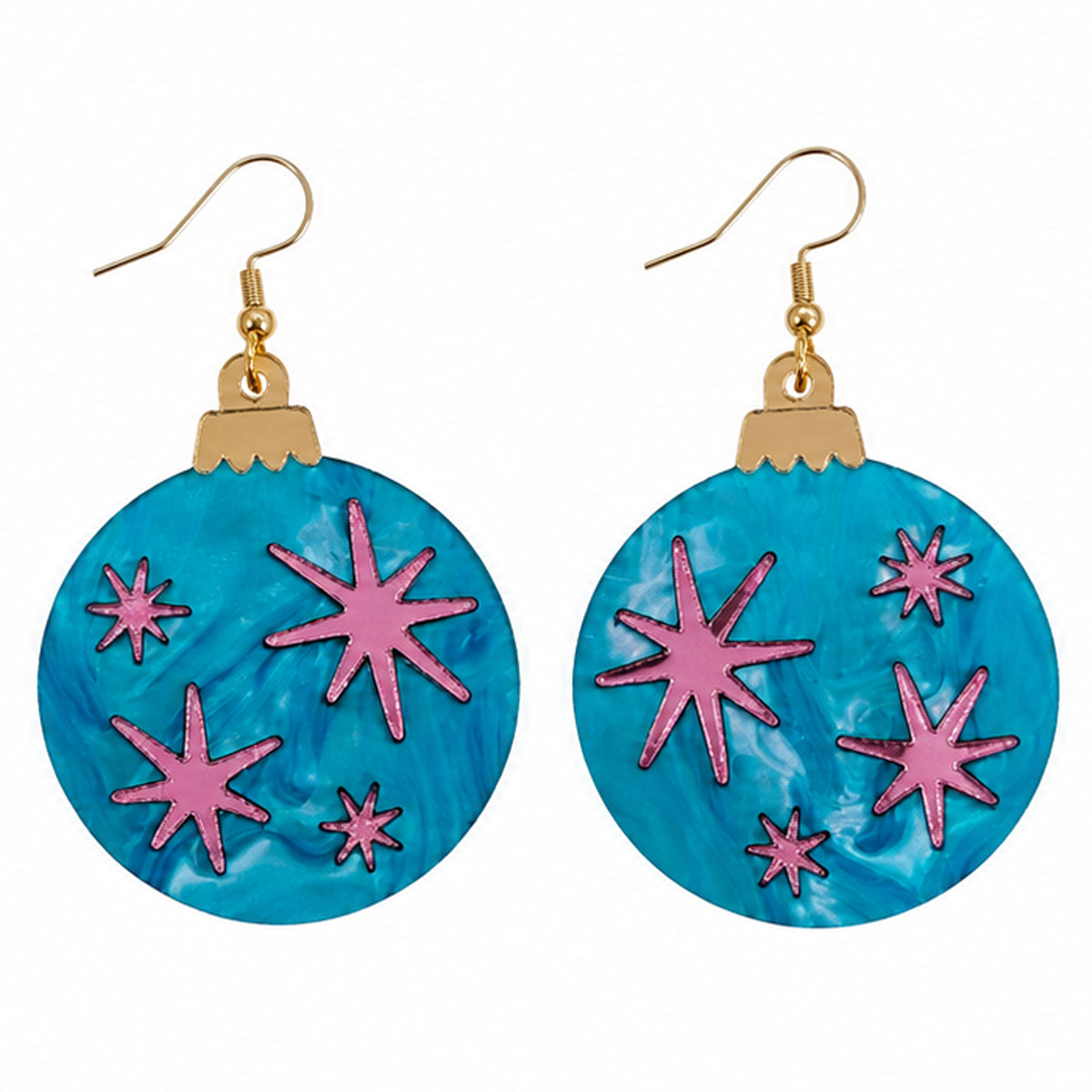 Bauble Dangle Earrings - Blue & Pink