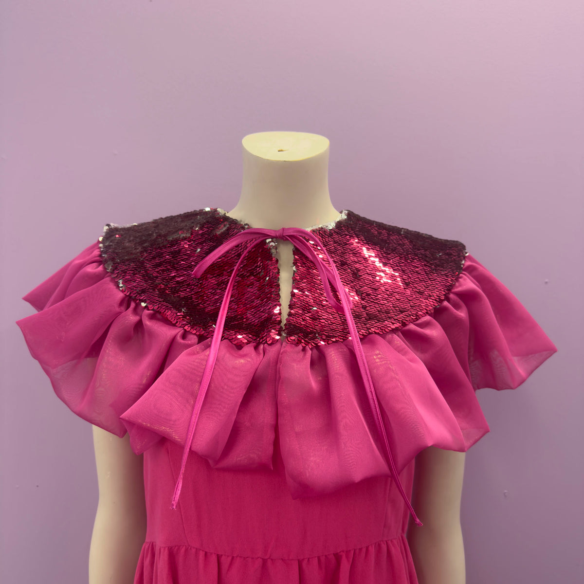 Pink Sequin Ruffle Cape *SAMPLE*