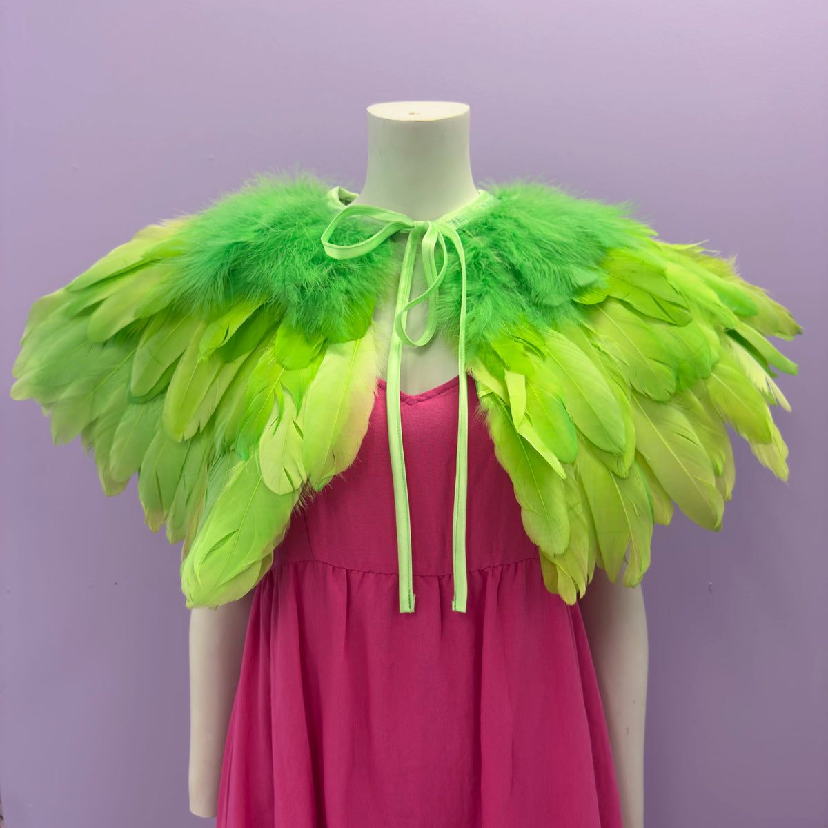 Bright Lime Green Feather Cape *SAMPLE*