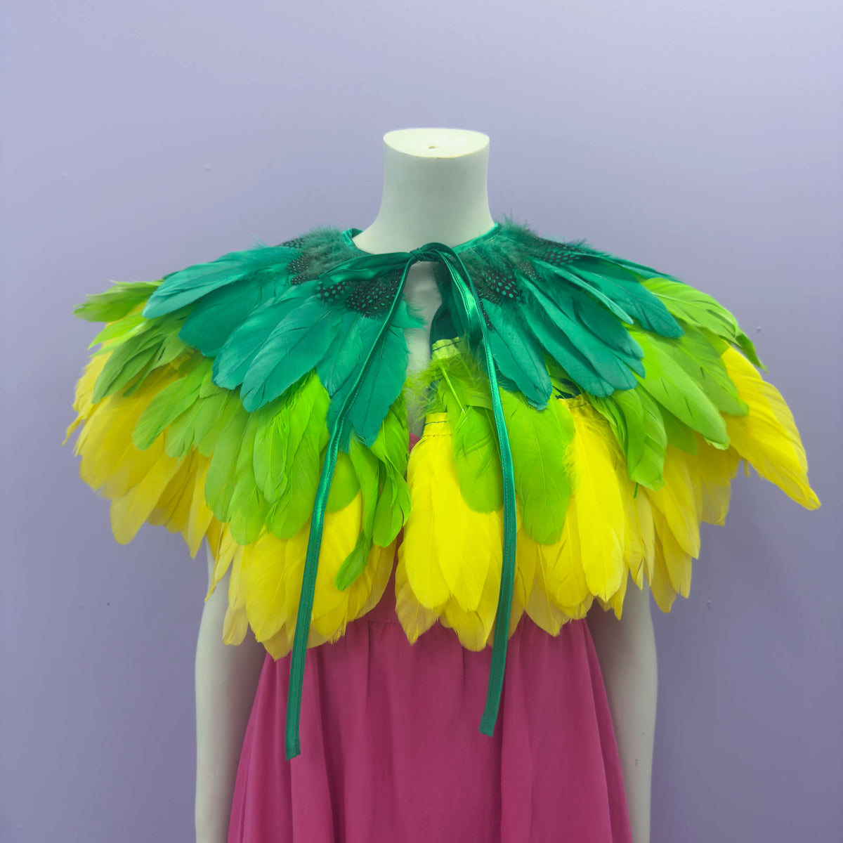 Green/ Yellow Feather Cape *SAMPLE*