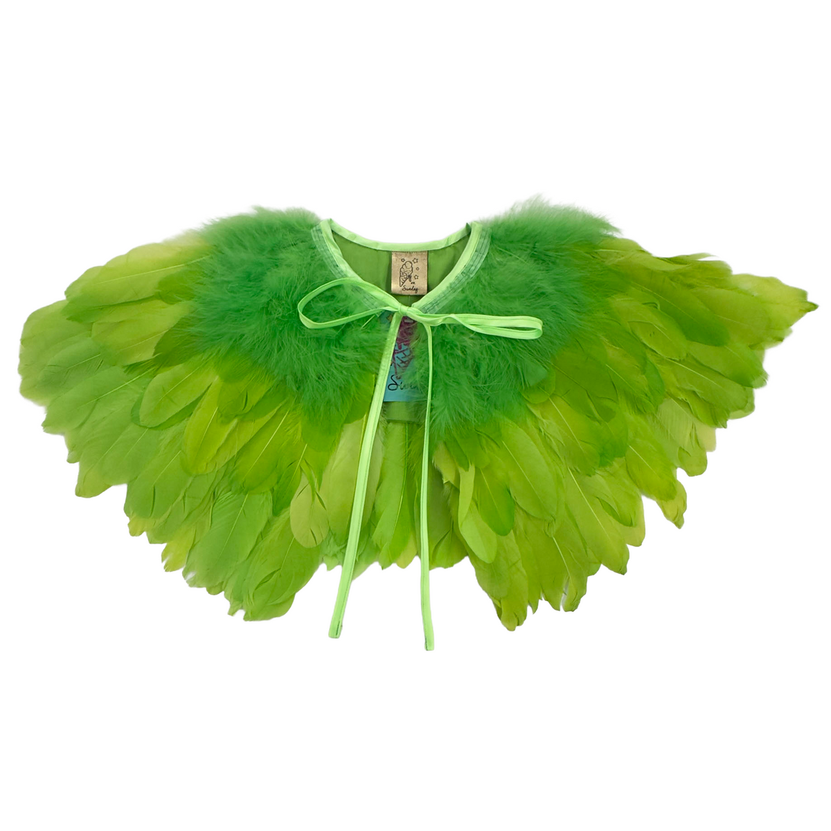 Bright Lime Green Feather Cape *SAMPLE*