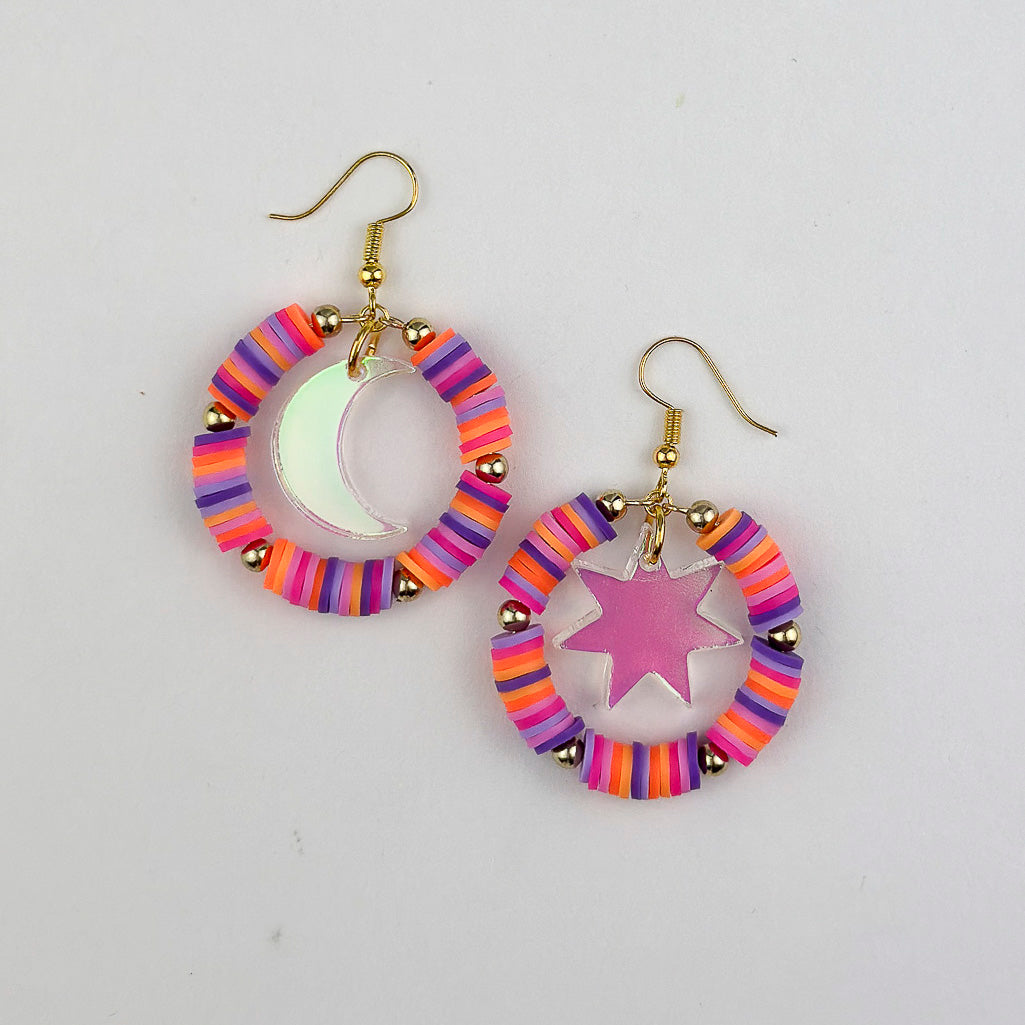 Candy Orbit Dangle Hoop Earrings
