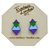 Classic Geometric Stud Earrings - Purple/ Green/ Blue