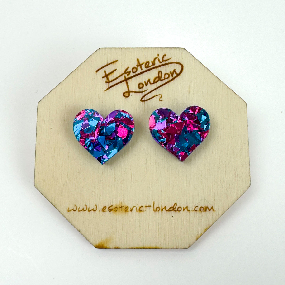 Colour Pop Confetti Heart Studs - Purple