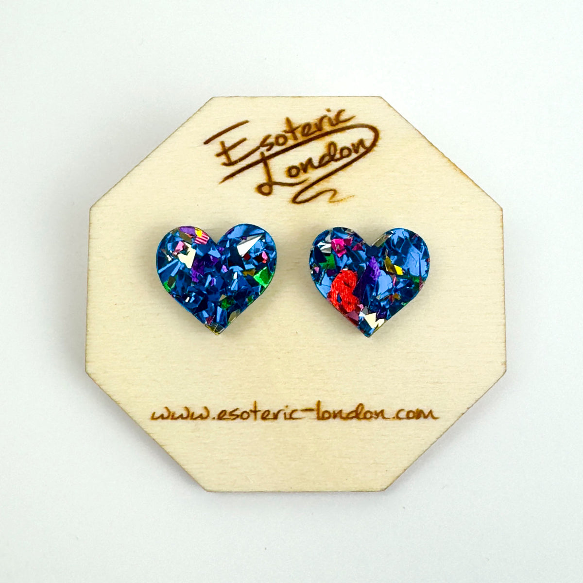 Colour Pop Confetti Heart Studs - Blue