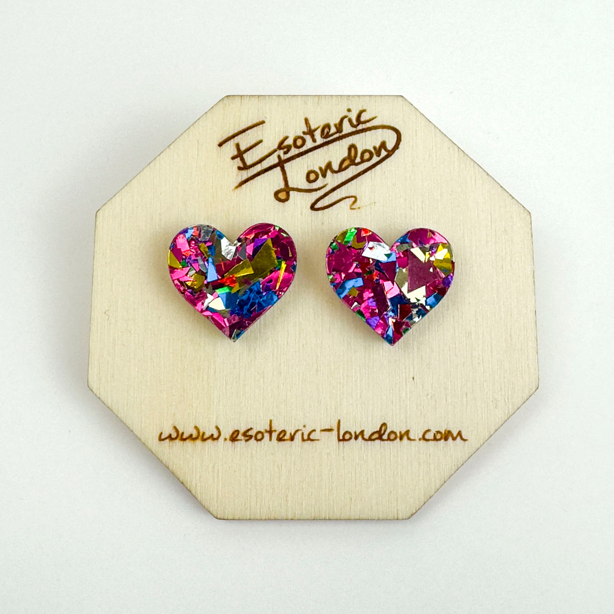 Colour Pop Confetti Heart Studs - Pink
