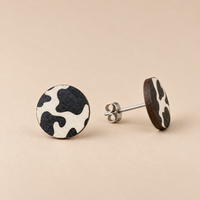Wild Black & White Cow Print Stud Earrings
