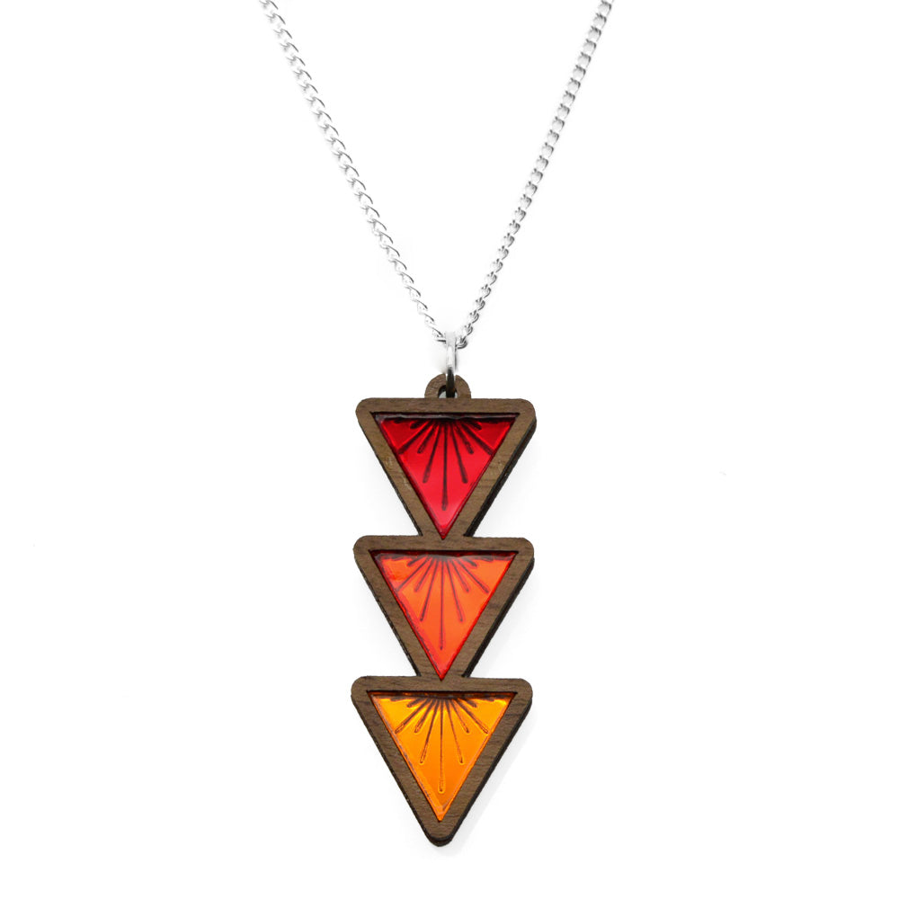 Sunburst Triple Drop Triangle Necklace