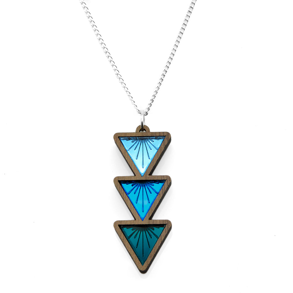 Sunburst Triple Drop Triangle Necklace