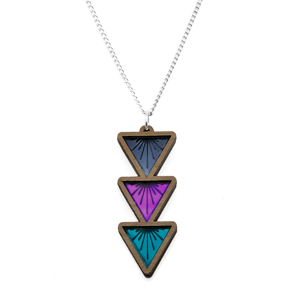 Sunburst Triple Drop Triangle Necklace