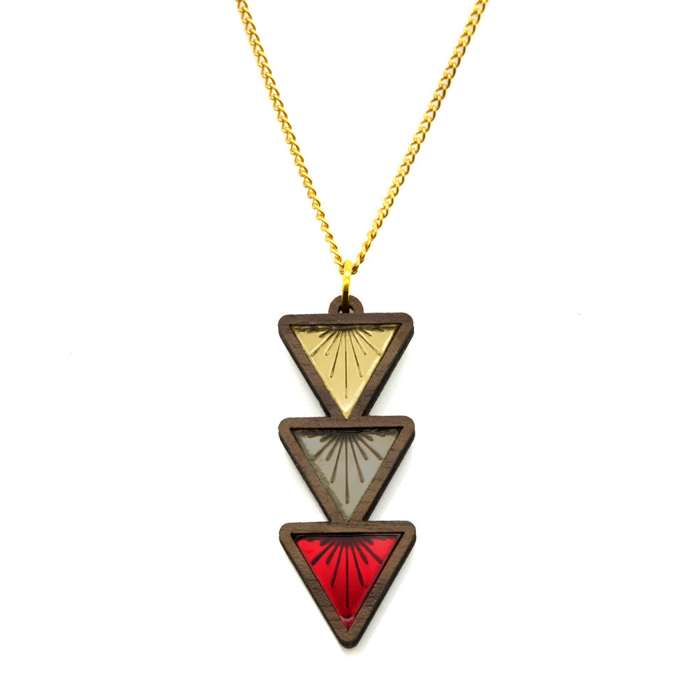 Sunburst Triple Drop Triangle Necklace