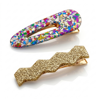 Confetti & Zig Zag Disco Hair Clips - Gold