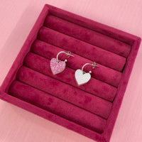 Reversible Heart Dangle Hoop Earrings - Pink *SAMPLE*