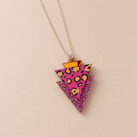 Wild Pink Leopard Print Triangle Pendant Necklace