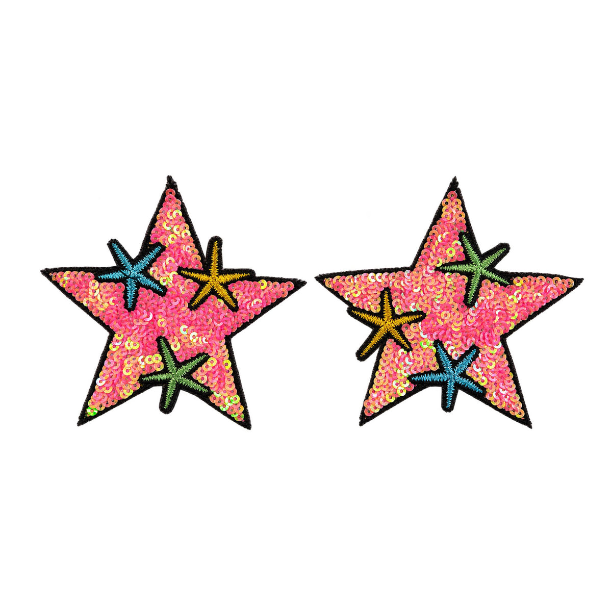 Tit Sticks (Nipple Covers) - Iridescent Pink Sequin Stars
