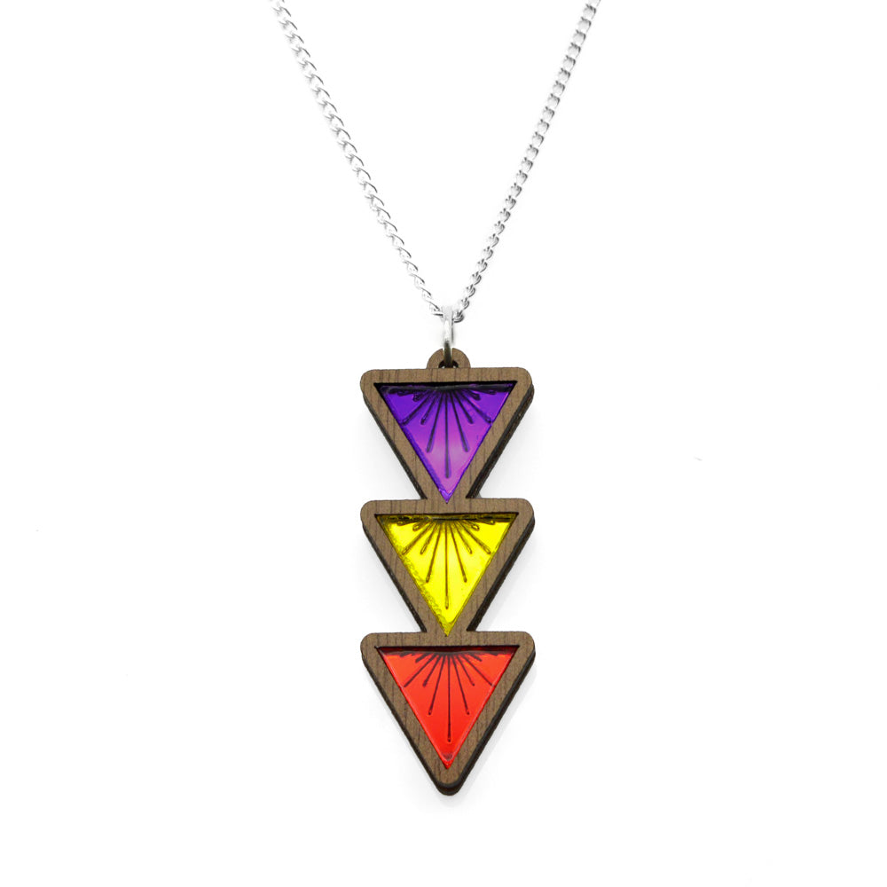 Sunburst Triple Drop Triangle Necklace *REDUCED/ SLIGHT SECONDS*
