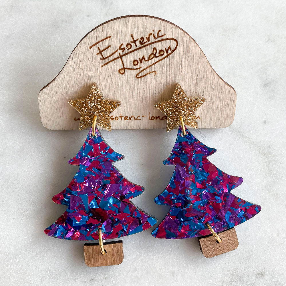 Colour Pop Confetti Tree Christmas Dangle Earrings