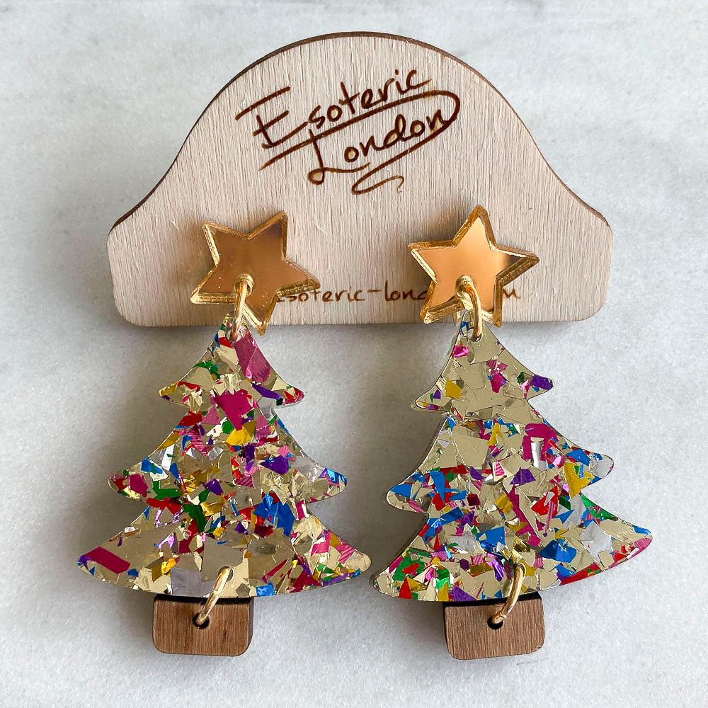 Colour Pop Confetti Tree Christmas Dangle Earrings