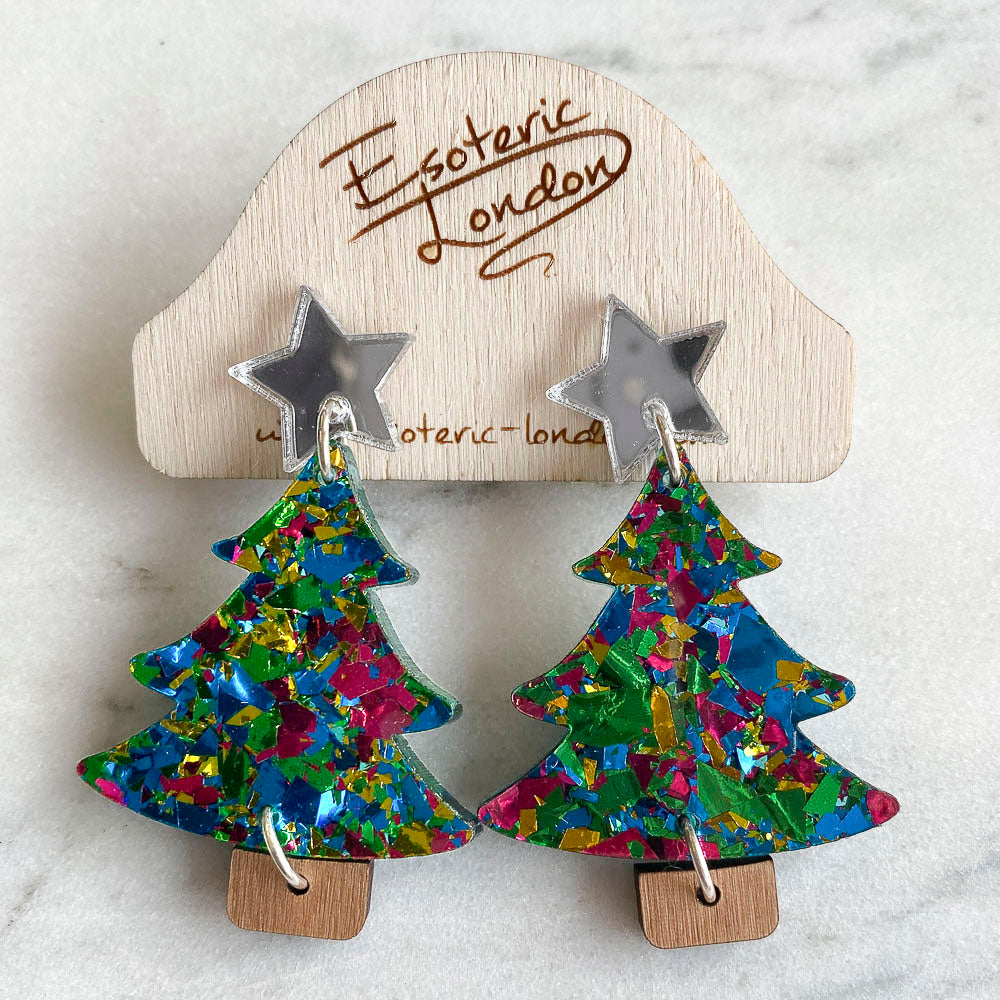 Colour Pop Confetti Tree Christmas Dangle Earrings