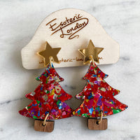Colour Pop Confetti Tree Christmas Dangle Earrings