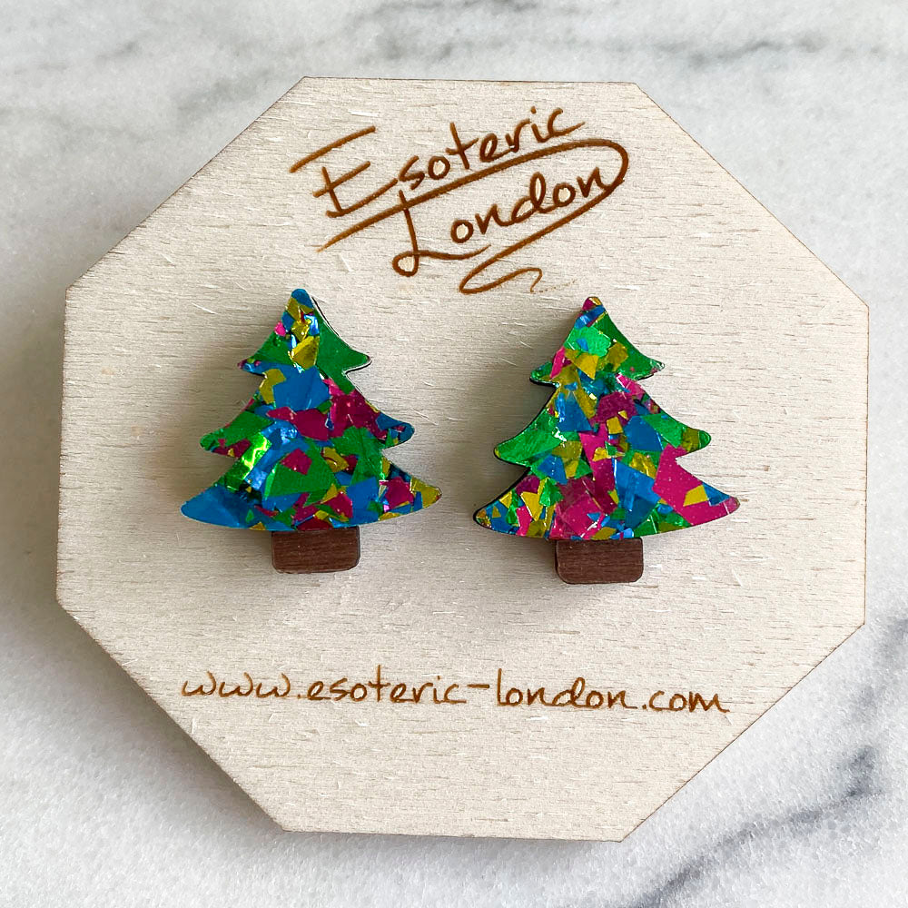 Colour Pop Confetti Christmas Tree Studs