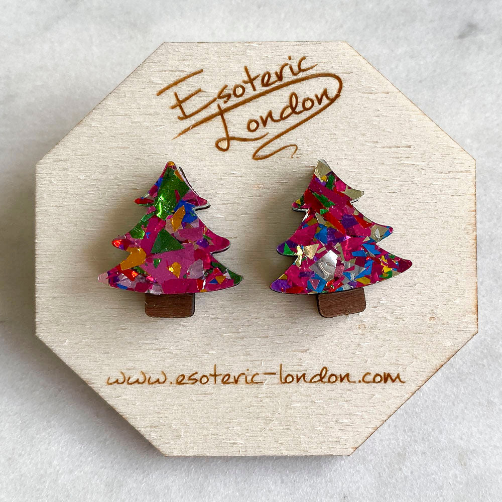 Colour Pop Confetti Christmas Tree Studs