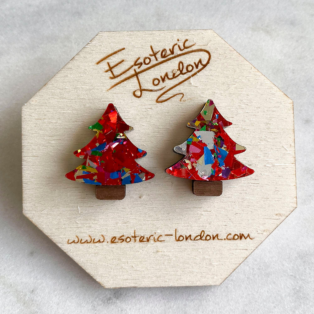 Colour Pop Confetti Christmas Tree Studs