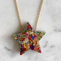 Gold Colour Pop Confetti Star Necklace *REDUCED/ SLIGHT SECONDS*