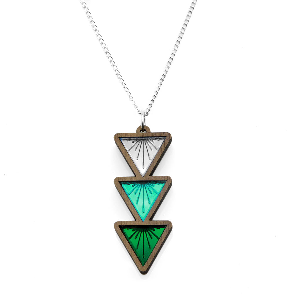 Sunburst Triple Drop Triangle Necklace *REDUCED/ SLIGHT SECONDS*