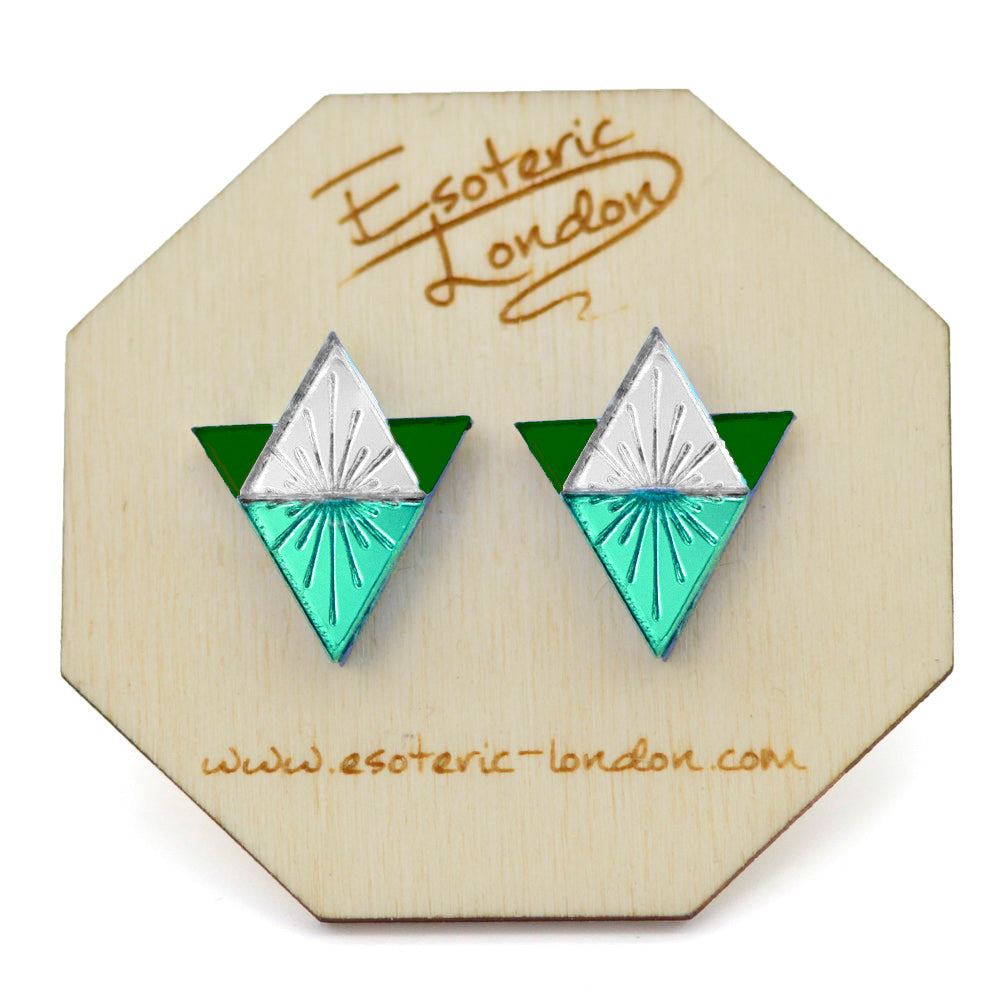 Sunburst Large Geometric Stud Earrings