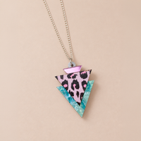 Wild Lilac Cheetah Print Triangle Pendant Necklace