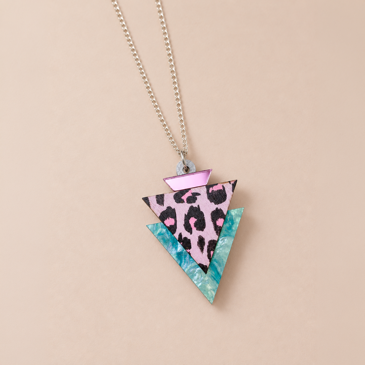 Wild Lilac Cheetah Print Triangle Pendant Necklace