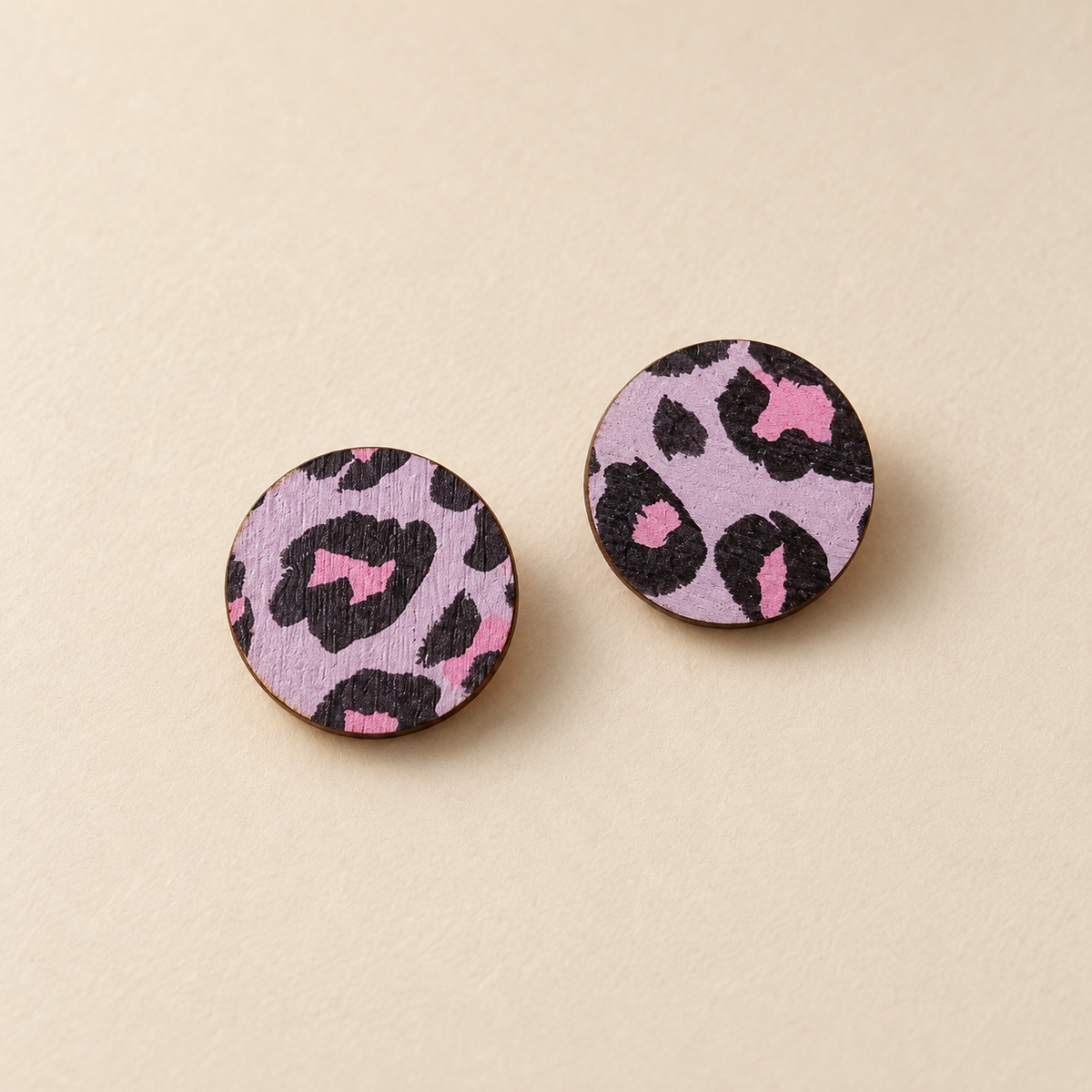 Wild Lilac Cheetah Print Stud Earrings