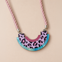 Wild Lilac Cheetah Print Statement Bib Necklace