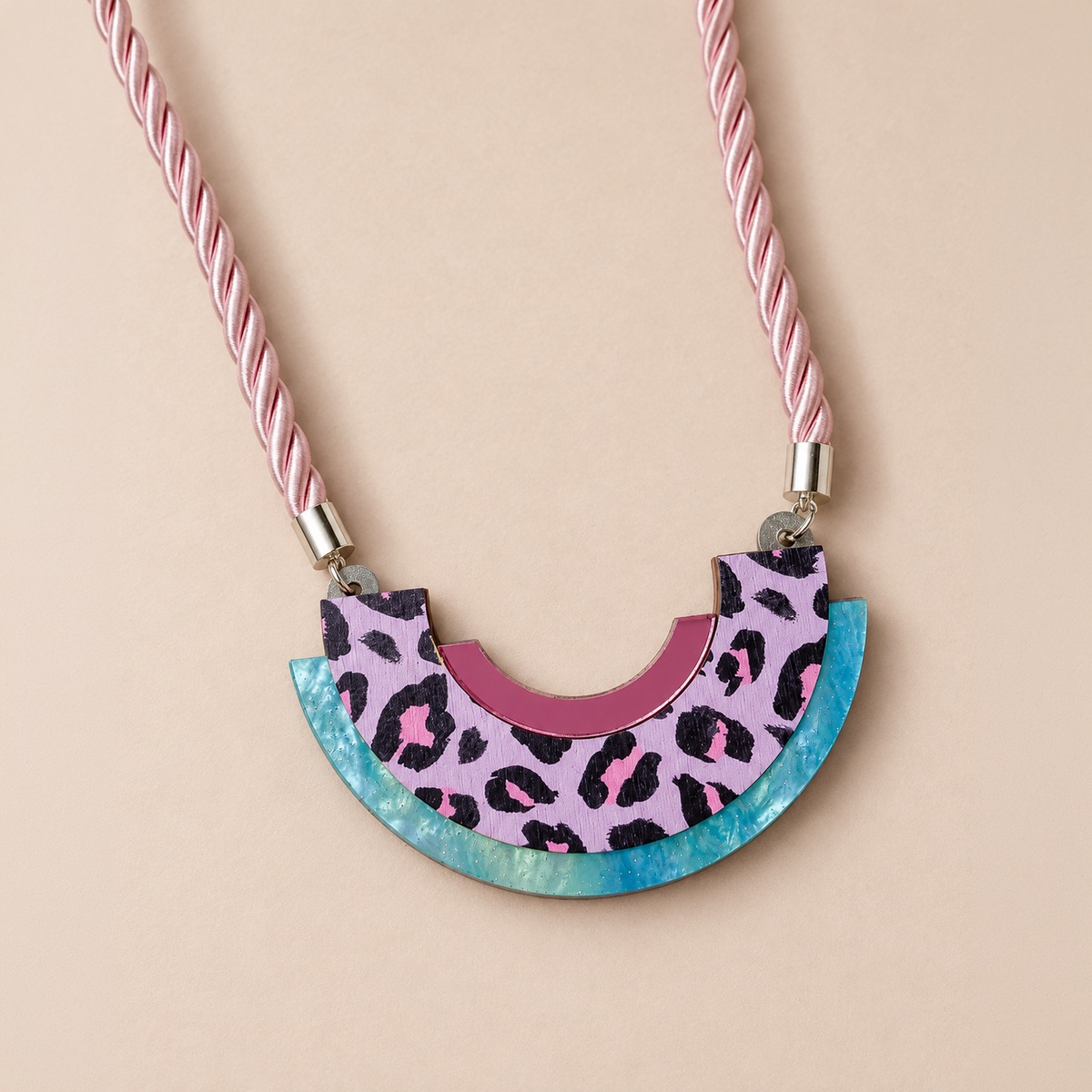 Wild Lilac Cheetah Print Statement Bib Necklace