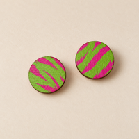 Wild Pink & Lime Tiger Print Stud Earrings