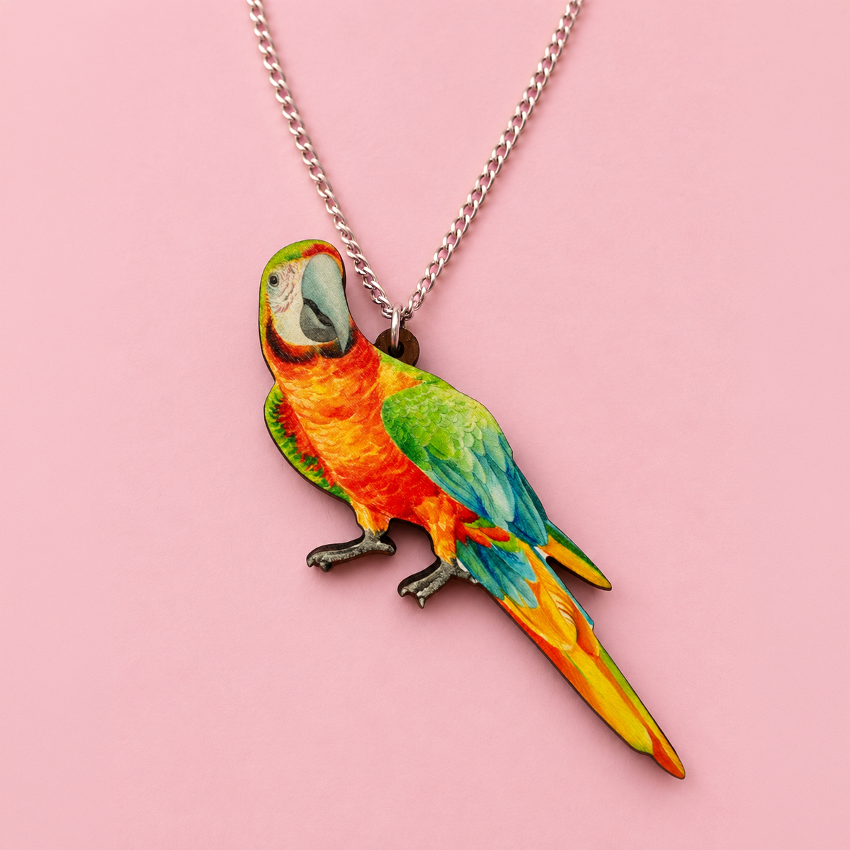 Macaw Pendant Necklace (Green)