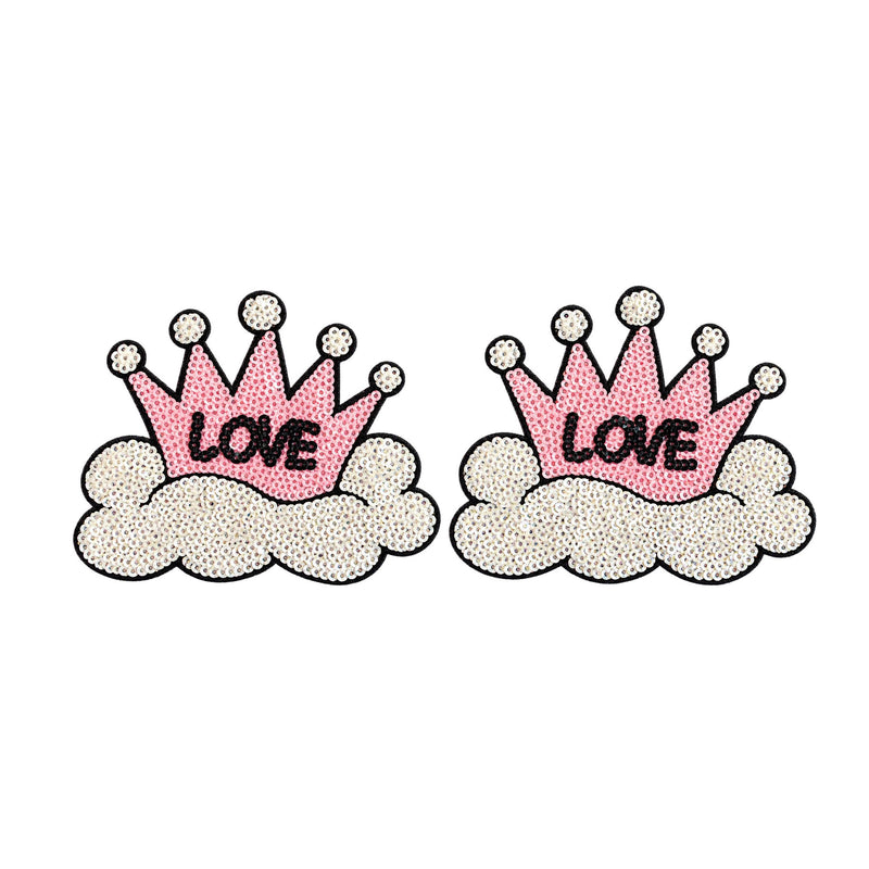 Tit Sticks (Nipple Covers) - Pink & White Sequin 'Love' Tiara by Esoteric Dreamland