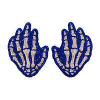 Tit Sticks (Nipple Covers) - Blue Sequin Skeleton Hands