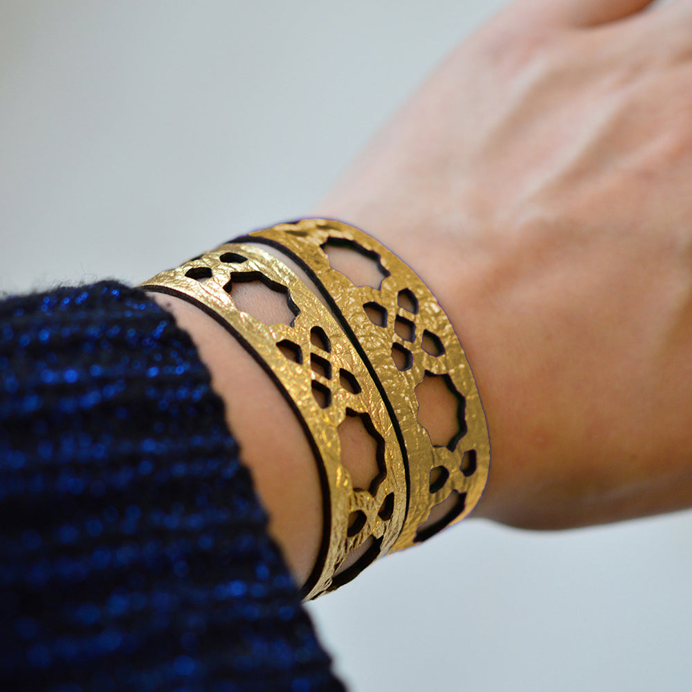 Azulejo Narrow Leather Cuffs