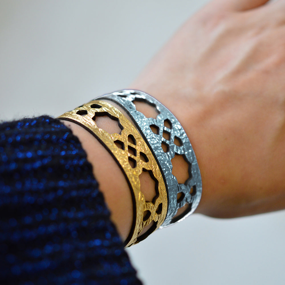 Azulejo Narrow Leather Cuffs