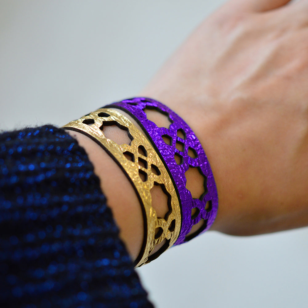 Azulejo Narrow Leather Cuffs