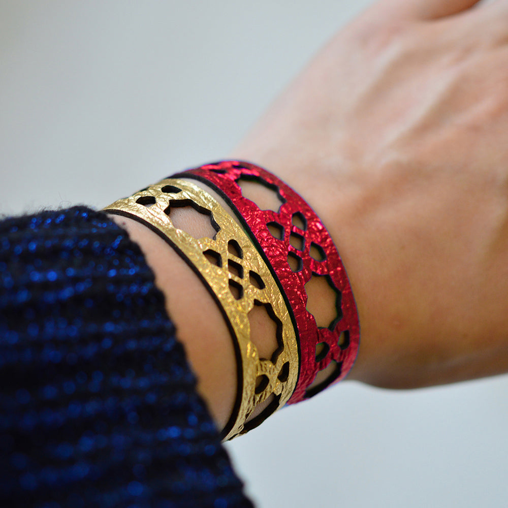 Azulejo Narrow Leather Cuffs