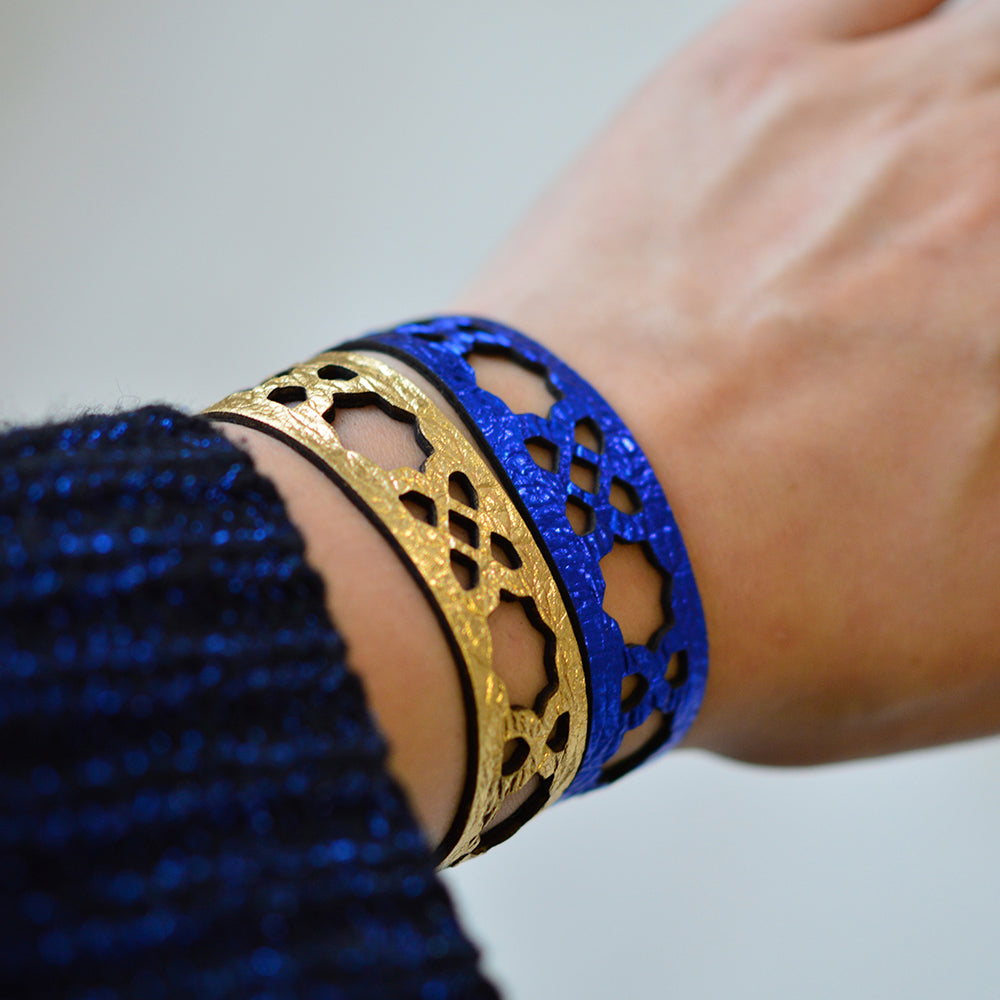 Azulejo Narrow Leather Cuffs