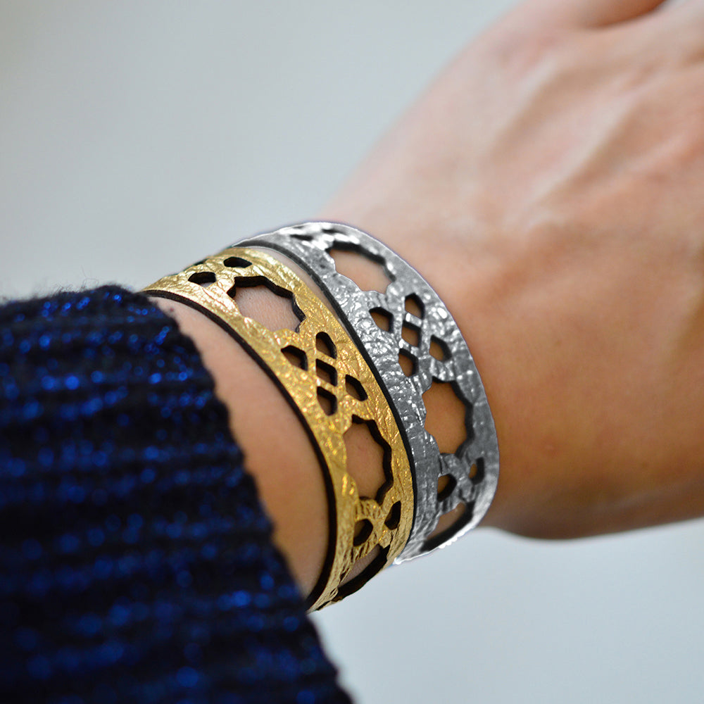 Azulejo Narrow Leather Cuffs