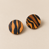 Wild Brown & Orange Tiger Print Stud Earrings